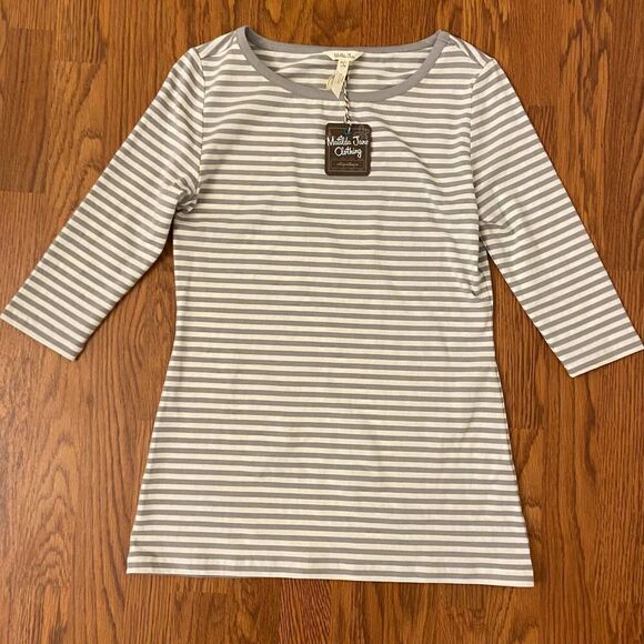 NEW Matilda Jane Joanna Gaines Measure in Love Grey Striped Tee Small - Picture 1 of 3